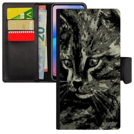 Защитный чехол-книжка для телефона // Apple iPhone 12 // "Котенок" Кот Пушистый, Utaupia, черный