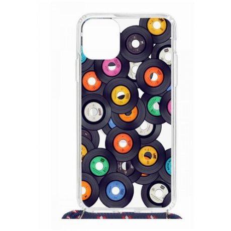 Чехол Apple iPhone 11 Pro Max Magrope MagSafe Kruche Print Виниловые пластинки/с шнурком/накладка/противоударный/защита камеры/с рисунком/МагСейф