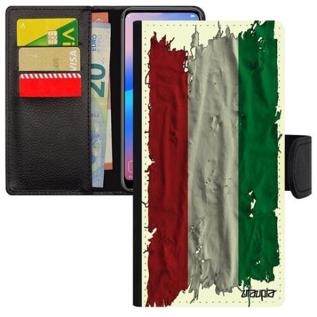 Противоударный чехол-книжка для // iPhone 11 // "Флаг Туниса на ткани" Патриот Дизайн, Utaupia, белый
