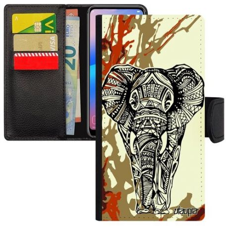 Модный чехол книжка на смартфон // Apple iPhone 12 Pro // "Слон" Стиль Elephant, Utaupia, розовый