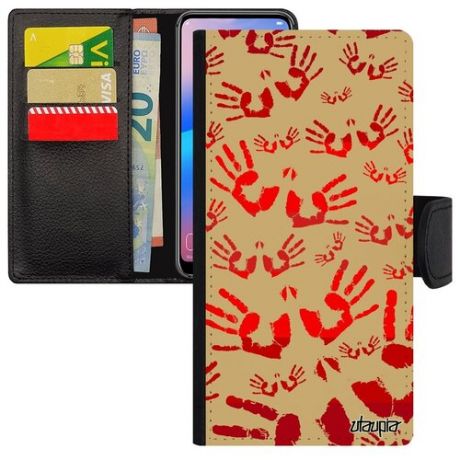 Защитный чехол-книжка для смарфона // Apple iPhone 11 // "Отпечаток ладони" Palm Дизайн, Utaupia, красный