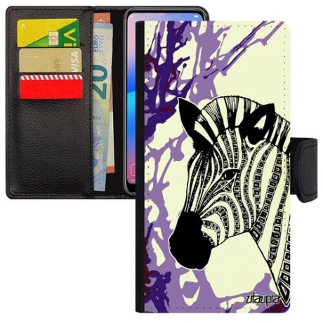 Противоударный чехол-книжка для мобильного // Apple iPhone 11 // "Зебра" Полосатая Zebra, Utaupia, серый
