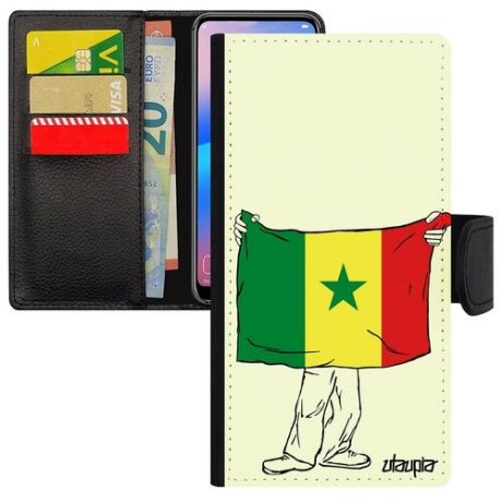 Простой чехол-книжка для смарфона // iPhone 12 // "Флаг Южной Африки с руками" Страна Путешествие, Utaupia, белый