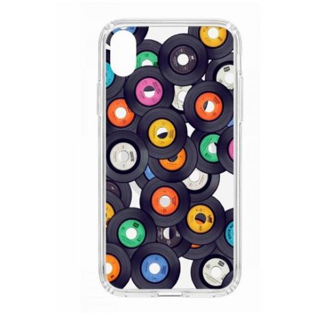 Чехол Apple iPhone XR MagSafe Kruche Print Виниловые пластинки/бампер/накладка/противоударный/защита камеры/с рисунком/МагСейф