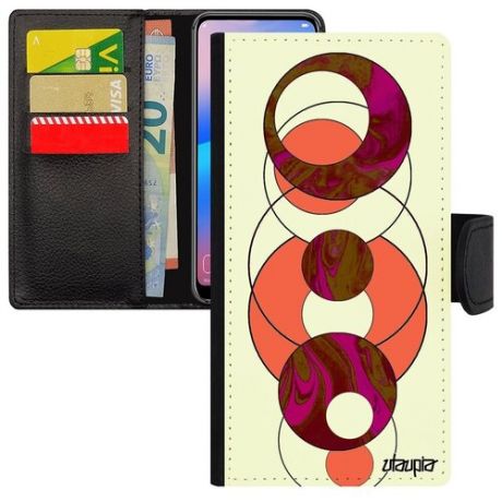 Противоударный чехол книжка на // iPhone 12 // "Круги" Геометрический Рисунок, Utaupia, оранжевый