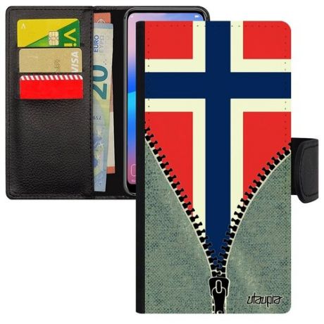Яркий чехол-книжка на смартфон // iPhone 12 // "Флаг Гвинеи Экваториальной на молнии" Стиль Дизайн, Utaupia, серый