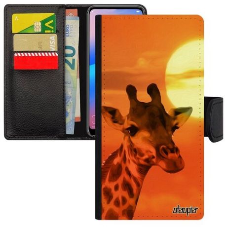 Противоударный чехол-книжка для телефона // iPhone 12 Pro // "Жираф" Африка Giraffe, Utaupia, цветной
