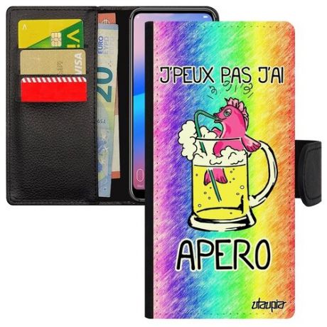 Защитный чехол-книжка на смартфон // iPhone 12 Pro Max // "Не могу - у меня аперитив!" Комикс Коктейль, Utaupia, цветной