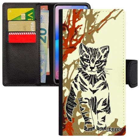 Ударопрочный чехол книжка для // iPhone 11 // "Кот" Cat Тигристый, Utaupia, серый