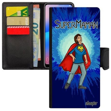 Защитный чехол книжка для // iPhone 12 Pro Max // "Супермама" Юмор Мама, Utaupia, черный