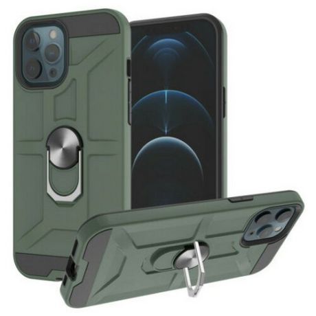 Противоударная накладка Armor Case с кольцом для Apple iPhone 12 (6.1) зеленый