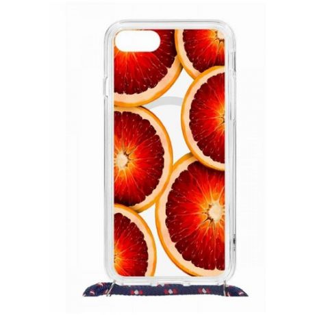 Чехол Apple iPhone 7/8/SE 2020 Magrope MagSafe Kruche Print Orange/с шнурком/накладка/противоударный/защита камеры/с рисунком/МагСейф
