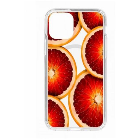 Чехол Apple iPhone 11 Pro MagSafe Kruche Print Orange/бампер/накладка/противоударный/защита камеры/с рисунком/МагСейф