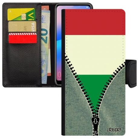 Противоударный чехол-книжка для // iPhone 12 Pro Max // "Флаг Туниса на молнии" Патриот Дизайн, Utaupia, серый