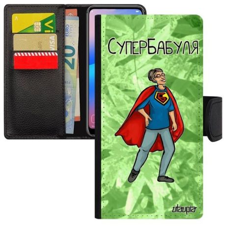 Защитный чехол книжка на мобильный // iPhone 11 // "Супербабуля" Веселый Супергерой, Utaupia, белый