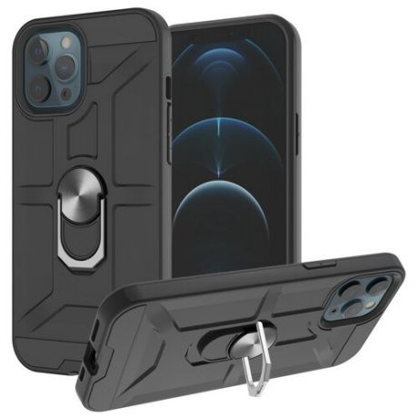 Противоударная накладка Armor Case с кольцом для Apple iPhone 12 (6.1) черный