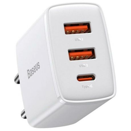 Сетевое зарядное устройство Baseus Compact Quick Charger 2USB + Type-C 30W EU White (CCXJ-E02)