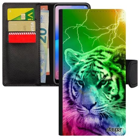 Защитный чехол-книжка на телефон // Apple iPhone 12 // "Царь тигр" Сибирь Зверь, Utaupia, светло-зеленый