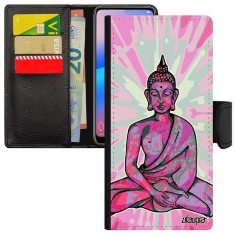 Защитный чехол-книжка на мобильный // Apple iPhone 12 Pro Max // "Будда" Стиль Buddha, Utaupia, голубой