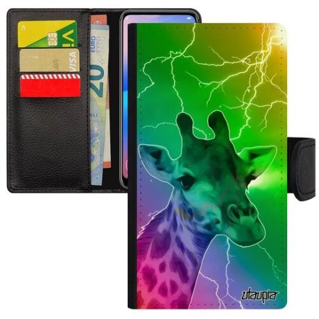 Защитный чехол-книжка для телефона // Apple iphone 6S Plus // "Жираф" Пятна Giraffe, Utaupia, розовый