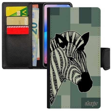 Красивый чехол-книжка на смартфон // iPhone 12 // "Зебра" Лошадь Африка, Utaupia, цветной