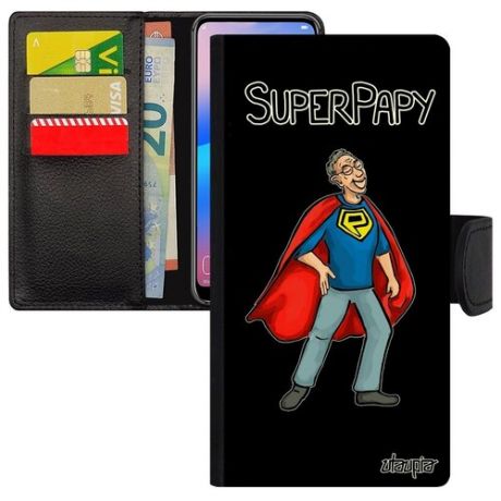 Стильный чехол-книжка на // iPhone 12 // "Супердед" Супергерой Юмор, Utaupia, черный