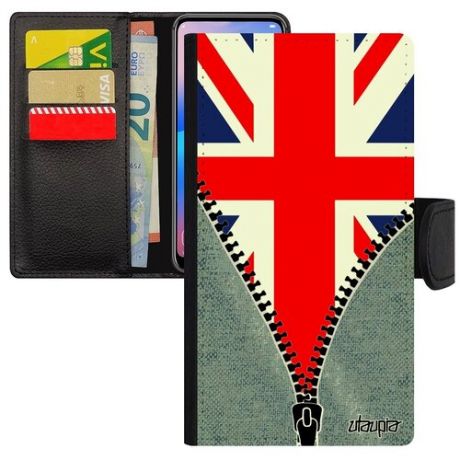 Противоударный чехол-книжка на мобильный // Apple iphone 6S Plus // "Флаг Англии на молнии" Страна Стиль, Utaupia, серый