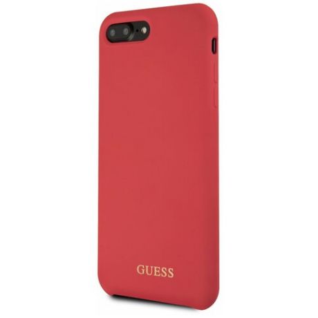 Силиконовый чехол-накладка для iPhone 7 Plus/8 Plus Guess Silicone collection Gold logo Hard, красный