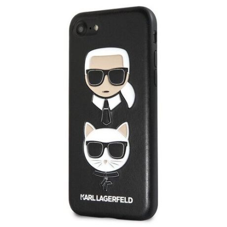 Чехол-накладка для iPhone 7/8/SE (2020) Lagerfeld Embossed Karl and Choupette Hard PU, черный (KLHCI8KICKC)