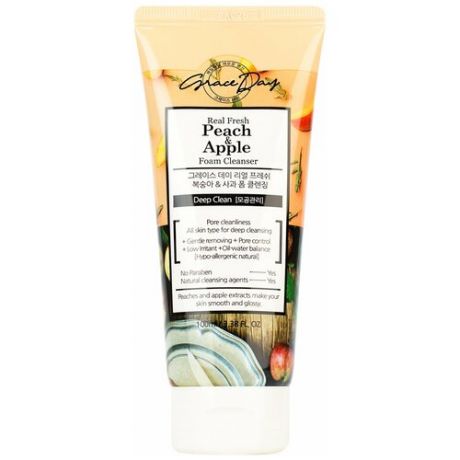 Grace Day Пенка для умывания с экстрактами персика и яблока - Real fresh peach & apple foam, 100мл