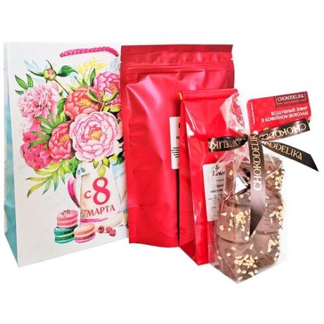 Подарочный набор для женщин на 8 марта из кофе, чая и зефира Liway "Весна"