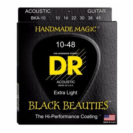 DR Strings BKA-10 Black Beauties 10-48 Lite струны для акустической гитары