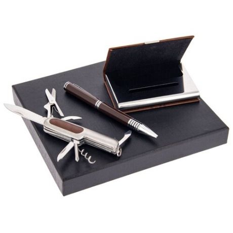 Подарочный набор: визитница, ручка, нож складной Русские подарки 46051