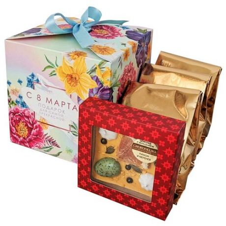 Подарочный набор для женщин на 8 марта из 3 видов чая и шоколада 