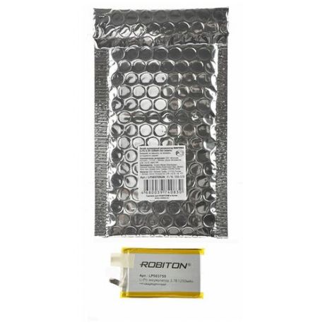 Литий- полимерный аккумулятор без защиты 1250мАч 3,7В размер 5х37х59мм (упаковка 2шт - цена за упаковку) - LP-503759UN PK1 (ROBITON ) (код заказа 15740 )
