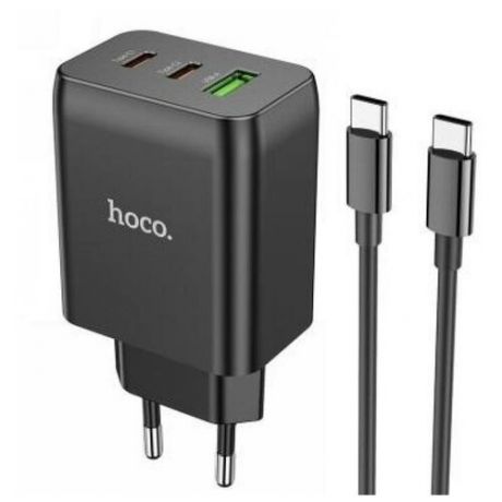 Зарядное устройство HOCO N18 Phenomenon 65W три порта (1 USB-A, 2 Type-C) GaN, чёрный