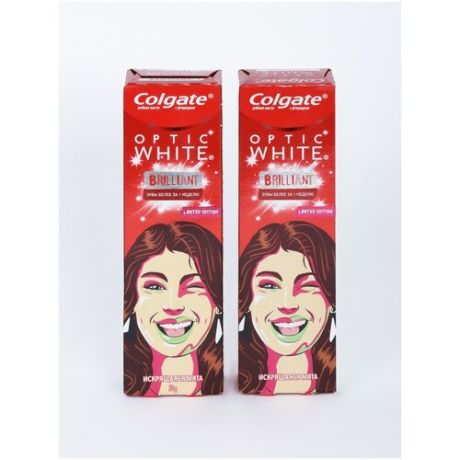 Colgate Optic White Brilliant Искрящаяся мята Зубная паста, отбеливающая, 2 шт по 70 мл