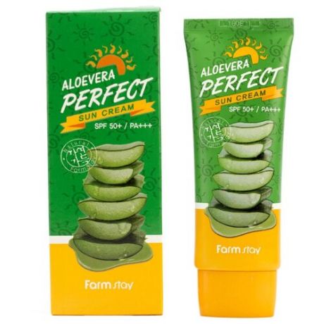 FarmStay Крем для лица и тела солнцезащитный - Aloe vera perfect sun cream SPF50+/PA+++, 70мл