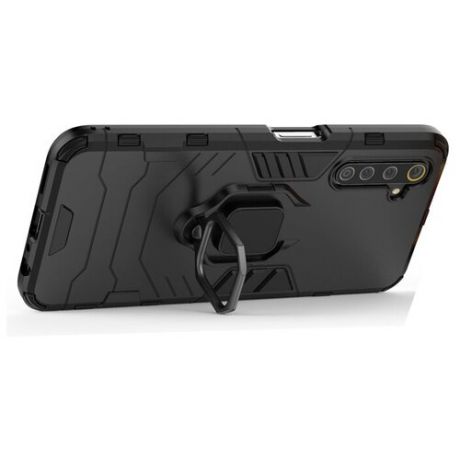 Противоударный чехол с кольцом Panther Case для Realme 6 Pro черный