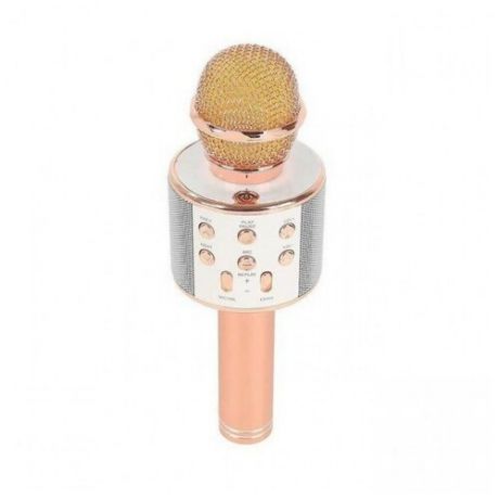 Беспроводной Bluetooth микрофон WS-858 с динамиком, розовое золото