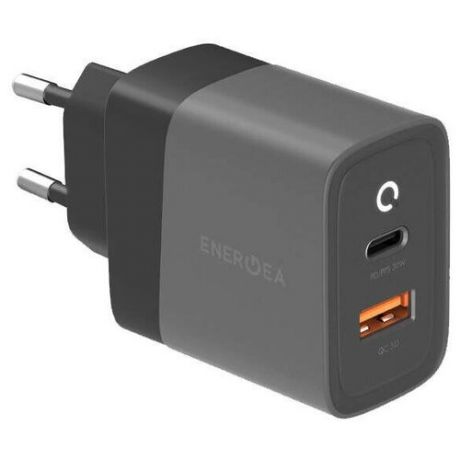 Сетевое зарядное устройство EnergEA Ampcharge PD30, USB-C PD30W + USB-A QC3.0 18W, PPS 33W, цвет Темно-серый (CHR-AC-PD30EU)