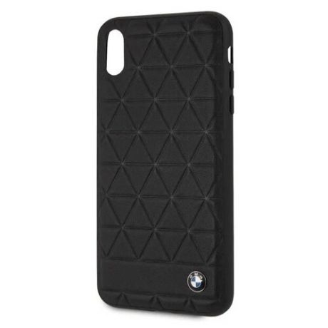 Кожаный чехол-накладка для iPhone XS Max BMW Signature Embossed hexagon Hard Leather, черный (BMHCI65HEXBK)