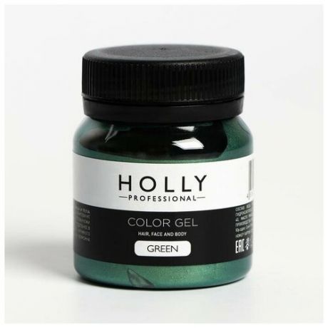 Holly Professional Декоративный гель для волос, лица и тела COLOR GEL Holly Professional, Green, 50 мл
