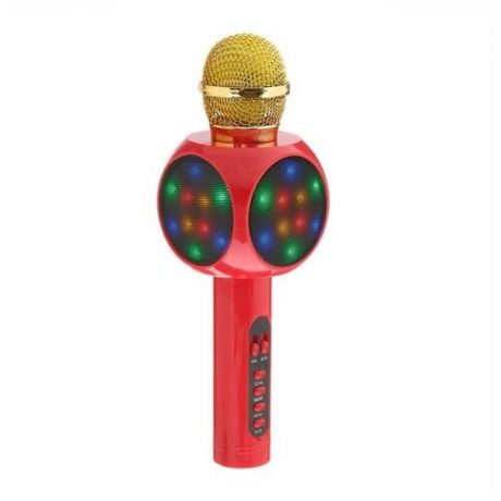 Колонка-микрофон для караоке WS-1816ch, 2х3 Вт, 2600 мАч, подсветка, красный 5752227 .