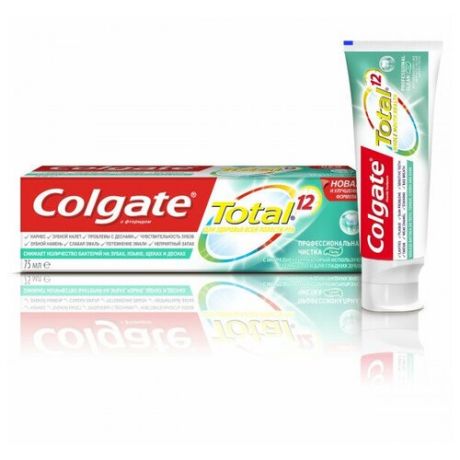 Colgate-Palmolive 1002 COLGATE (Колгейт) Total 12 Профессиональная чистка (гель) комплексная антибактериальная зубная паста, 75 мл