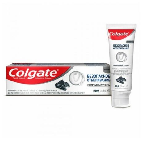 Colgate-Palmolive COLGATE (Колгейт) Безопасное Отбеливание Природный Уголь отбеливающая зубная паста, 75 мл