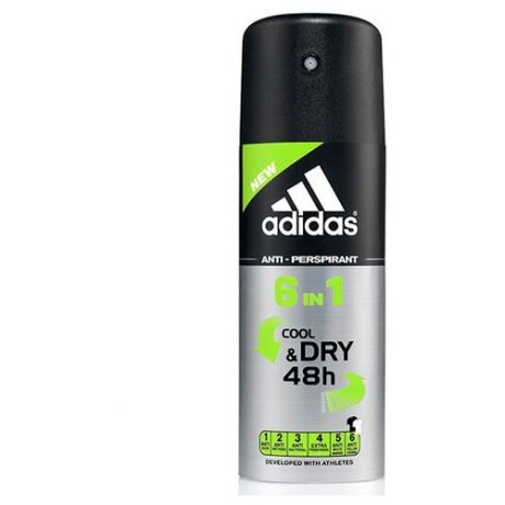 ADIDAS Дезодорант Cool&Dry 6в1 спрей мужской, 150мл