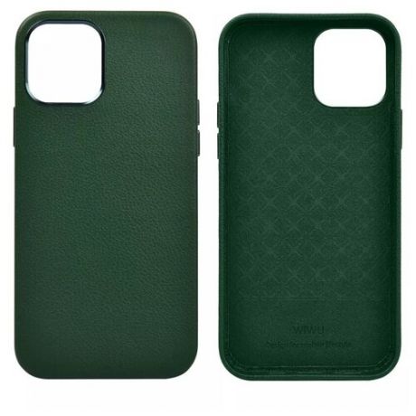 Чехол накладка для Айфон 13 pro 6.1 кожаный wiwu calfskin phone case (зелёный)