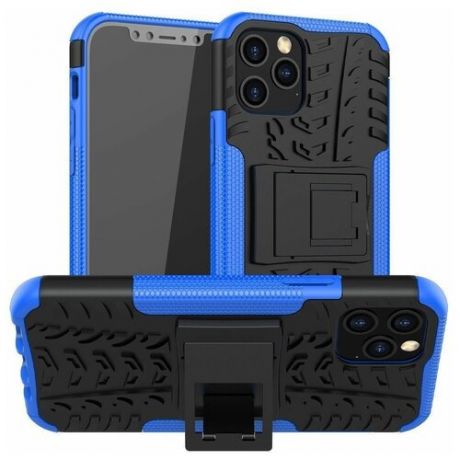 Противоударный чехол GSMIN Hybrid Case для iPhone 12 Силикон + Пластик (Синий)