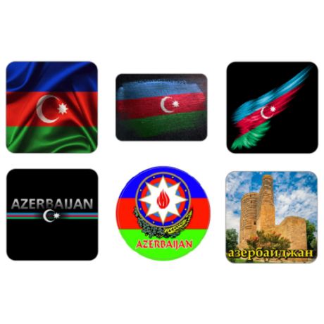 3D cтикеры / 3Д наклейки на телефон, флаг, герб Азербайджана. Набор 6шт. Размер 1 шт 3х3 см. Яркие.